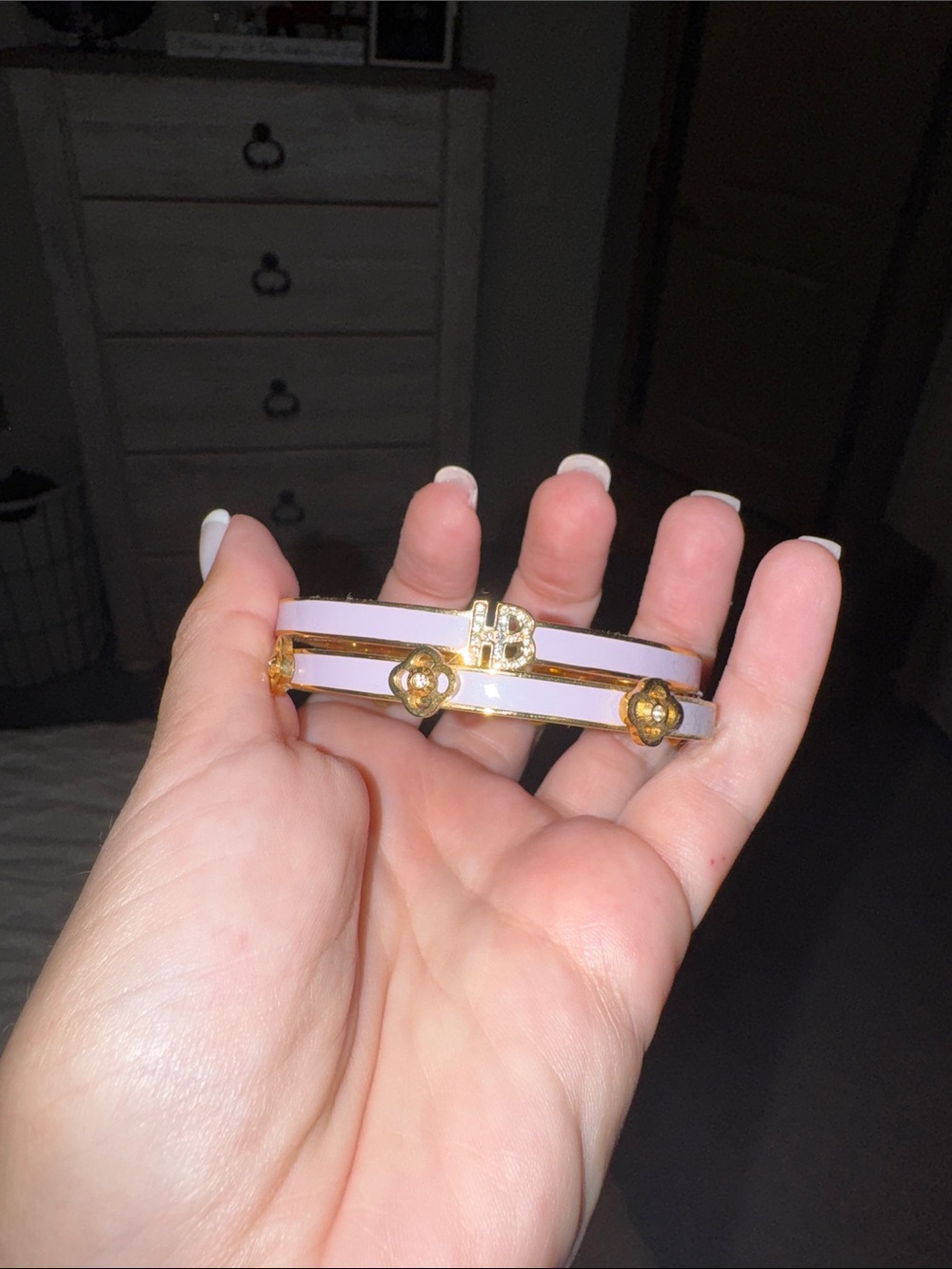 henri bendel Light Purple and Gold Hinged Enamel Bangle Bracelets